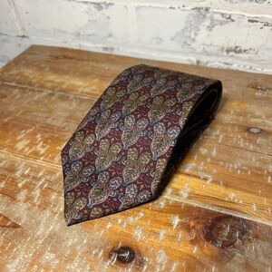 Christian Dior MONSIEUR Tie ALL Silk Burgundy Muiltcolor Paisley Classic Tie EUC